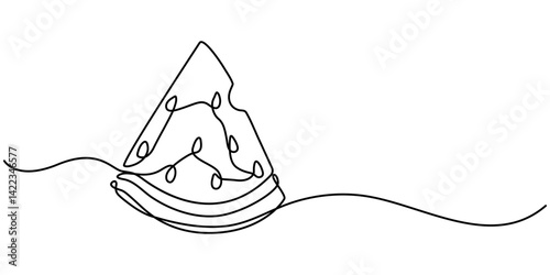 Сontinuous one line drawing of whole and sliced melon for fruit garden icon. Organic fruitage concept for orchard logo identity. Modern trendy single line draw design vector illustration.             