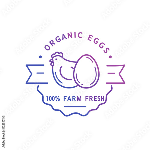 Organic Eggs Logo with Chicken and Egg Design in Modern Style  