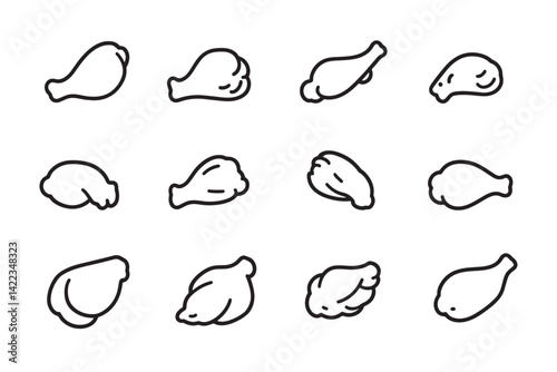 Chicken Thighs 2D Line Art Icon