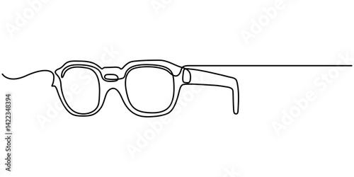 Set of sunglasses vector one line continuous drawing illustration. Cat eye, heart shape, round glasses. Hand drawn linear silhouette icon. Design, print, banner, card, poster, brochure. 