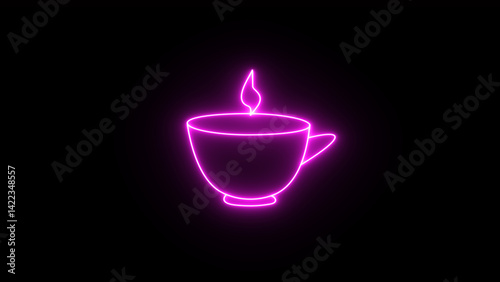 Neon Smoke rising from the cup and saucer .