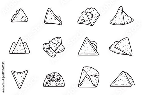 Chilaquiles 2D Line Art Icon