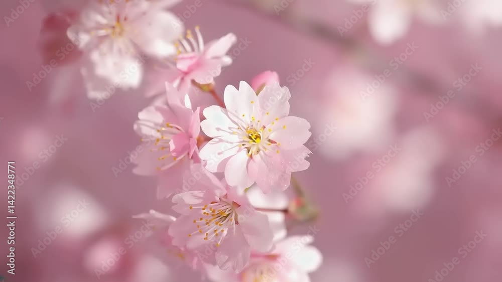 Delicate pink cherry blossoms in soft focus. Delicate pink cherry blossoms in soft focus.