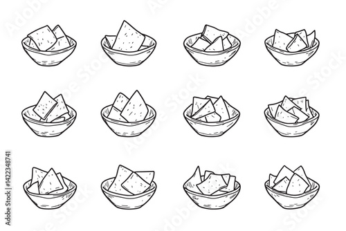 Chilaquiles 2D Line Art Icon