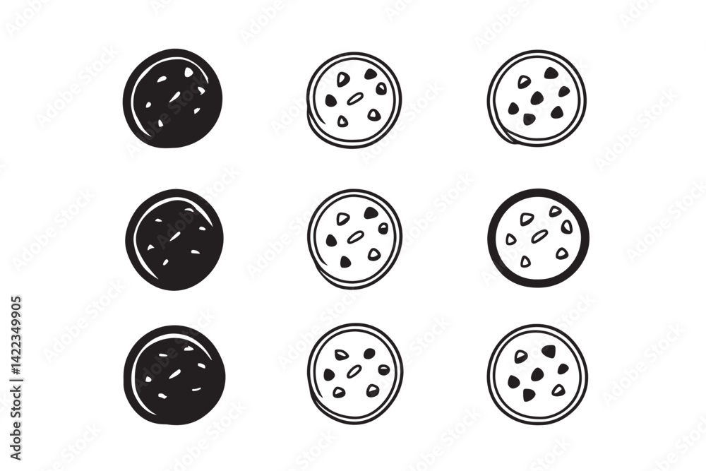 Fototapeta premium Chocolate Chip Cookie line art icon