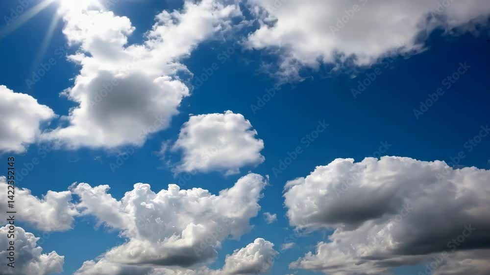 blue sky with clouds, cloudscape on a sunny day
