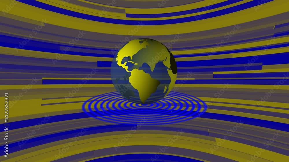 international news background animation. Digital world news background animation, Blue color 3d rotated earth technology news animated.