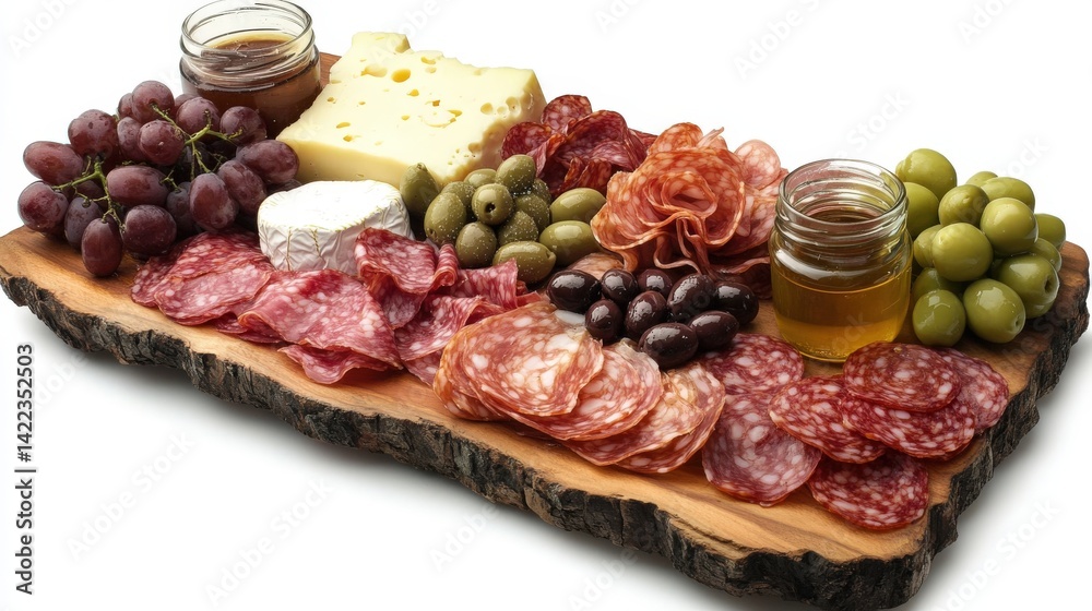 A Beautiful Assortment Of Appetizing Foods Artfully Arranged On A Board A Beautiful Assortment Of Appetizing Foods Artfully Arranged On A Board