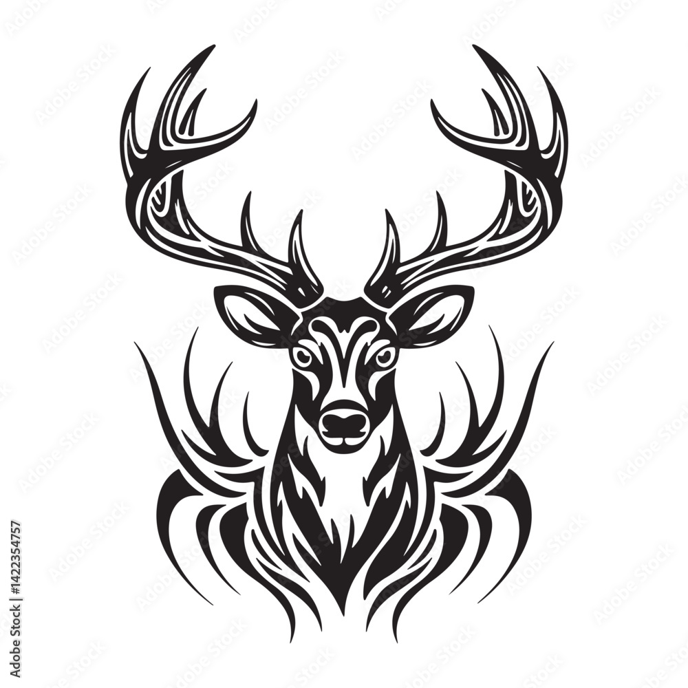 Obraz premium Artistic Deer Tribal Vector Illustrations