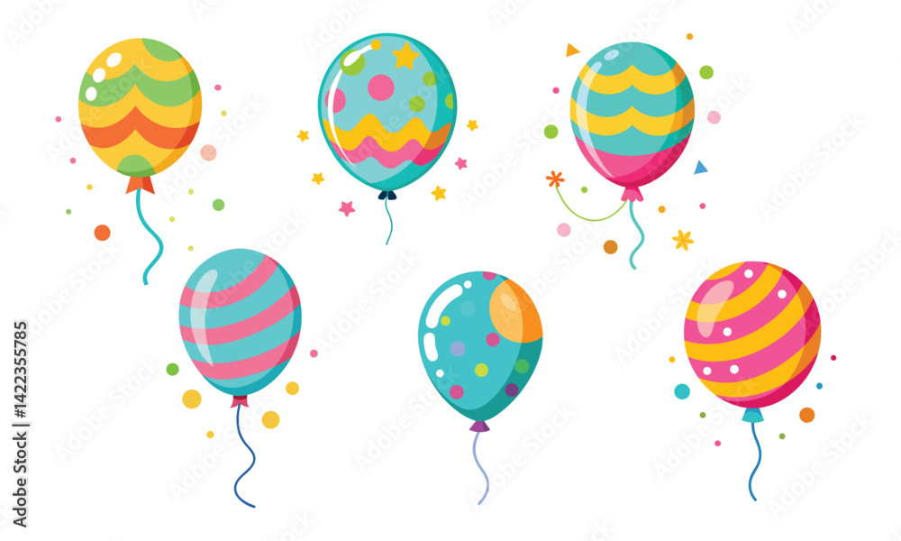 Obraz premium Birthday Balloon Vector Collection with Elements,