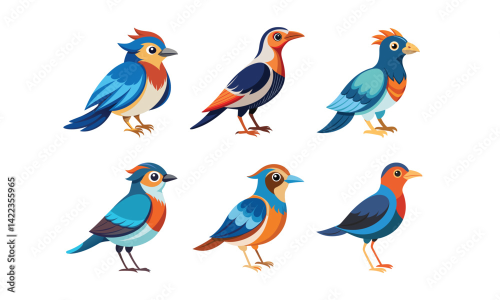 Obraz premium Colorful Birds collection isolated on white background,