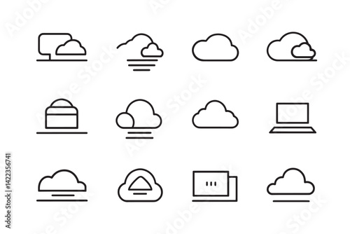 Cloud Storage Icon Minimalist 2D Art
