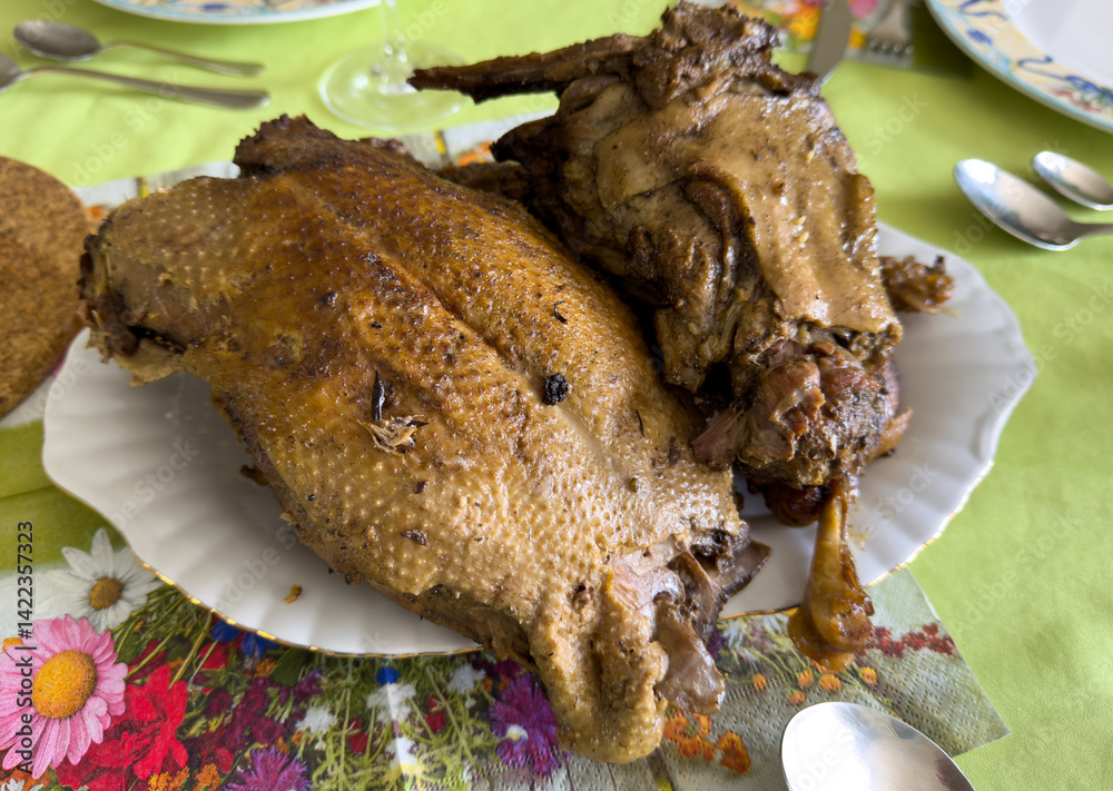 roasted duck on a plate
