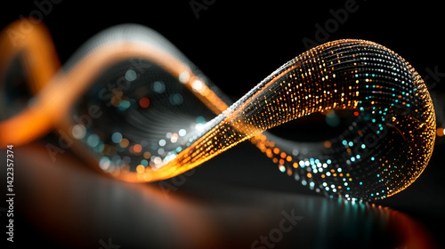 A glowing digital infinity symbol floats against a blurred colorful tech background symbolizing endless possibilities innovation and the boundless nature of digital transformation and connectivity

