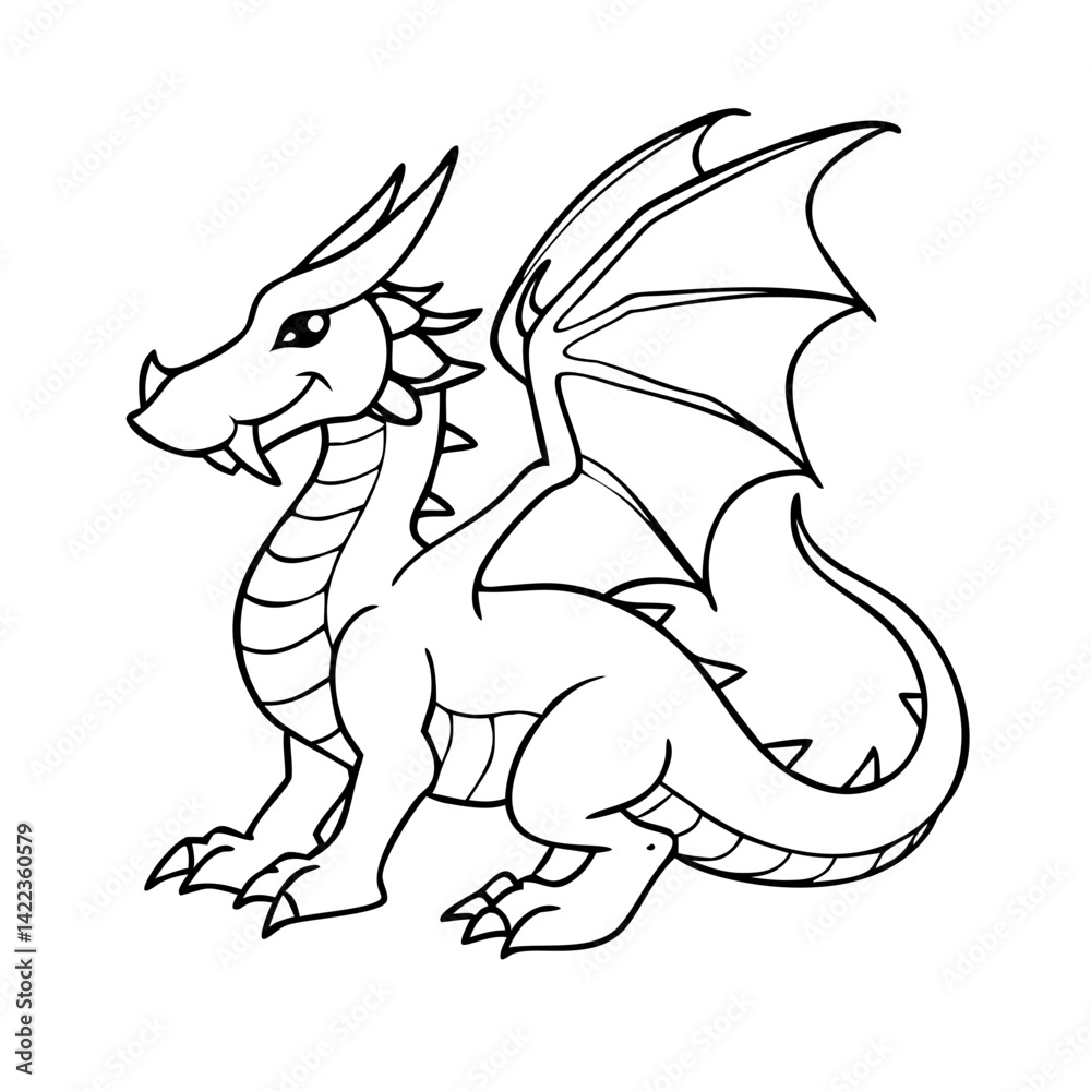 Fototapeta premium Kids’ coloring page featuring a dragon