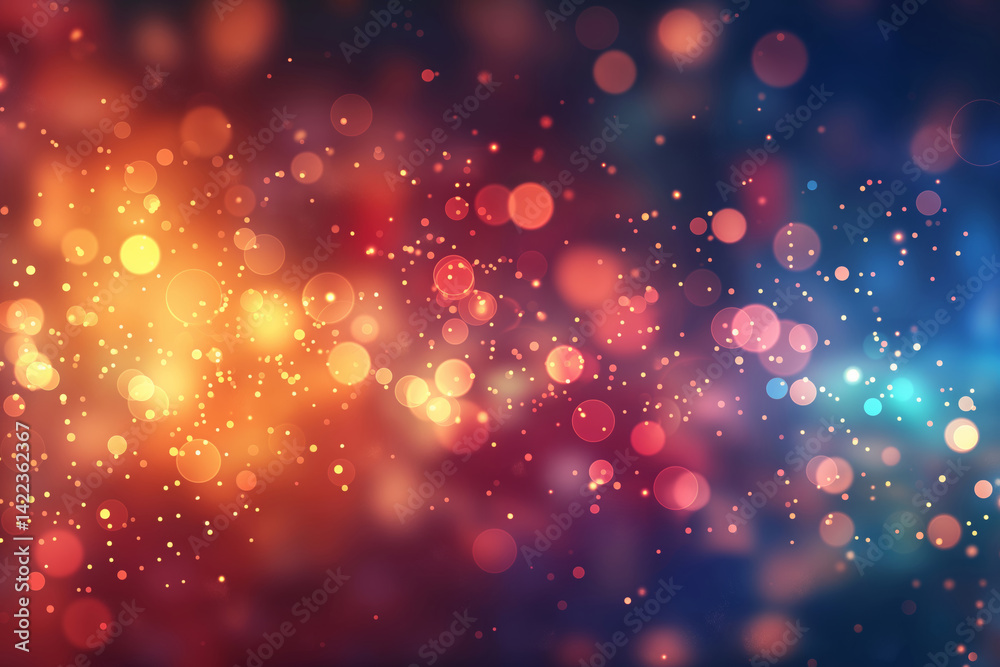 Fototapeta premium Abstract background with warm glowing particles and smooth bokeh. Fantasy and celebration concept. 
