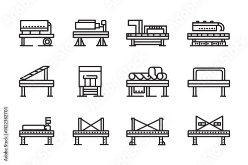 Conveyor Belt Icon Ultra Minimalist Line Art