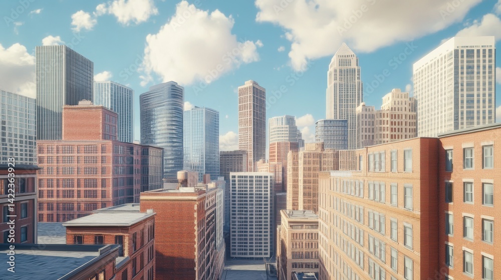 Fototapeta premium Boston downtown financial district and city skyline