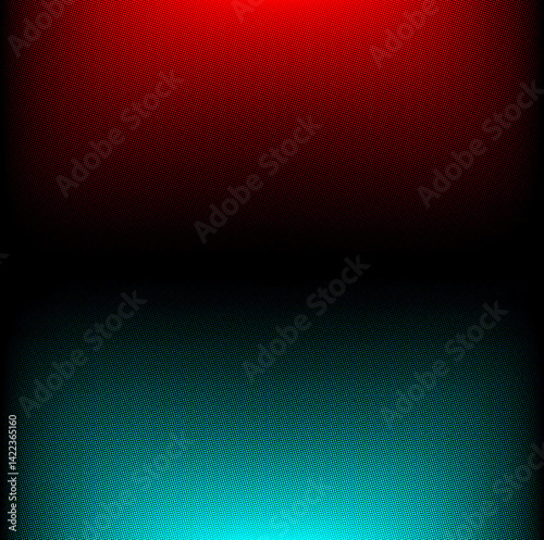 Abstract red and blue gradient color halftone effect black background. Wallpaper design