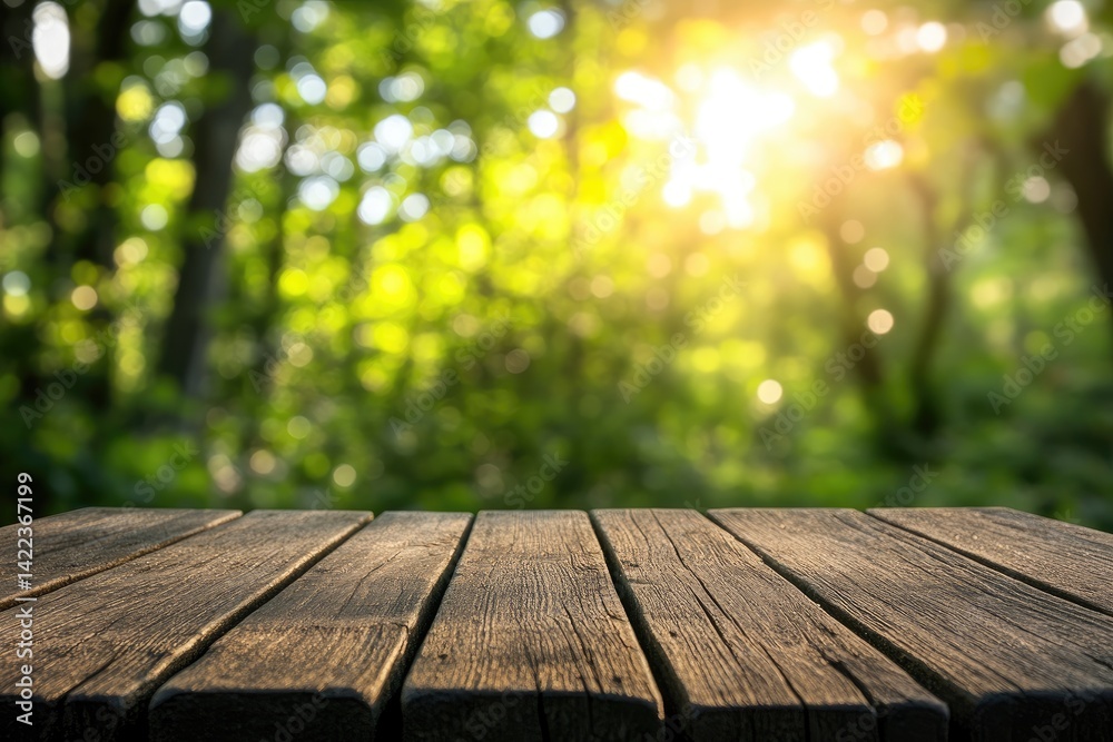 Fototapeta premium Wooden table outdoors in a forest