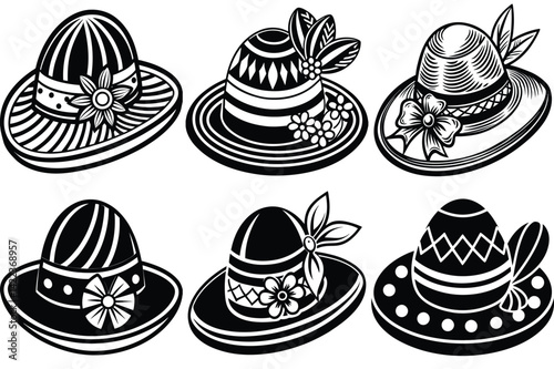 Easter Bonnet silhouette vector illustration isolated on white background.