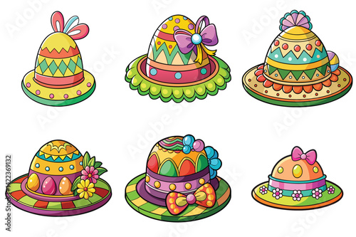 Easter Bonnet vector illustration isolated on white background.