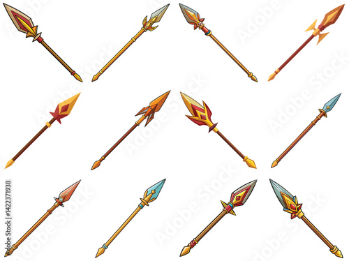 Spear vector illustration isolated on white background.