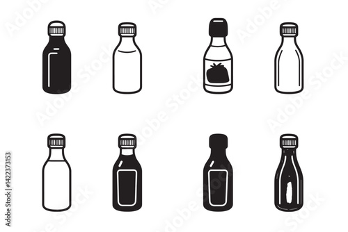 Minimalist Curry Ketchup Line Art Icon