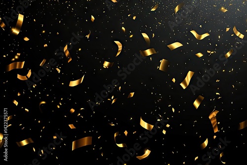 Gold confetti on black background