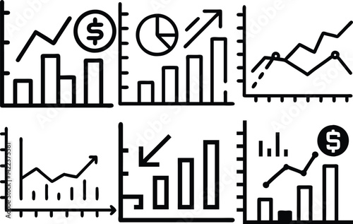 Grafico economia icon outline vector illustration isolated on white background.