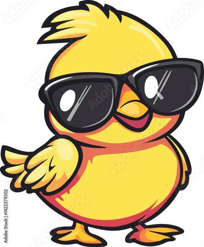 Cool Easter Chick Wearing Sunglasses Vector Illustration