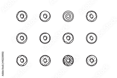 Donut Icon Minimal Line Drawing