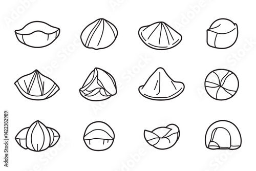 Simple Dumpling Icon in Line Style