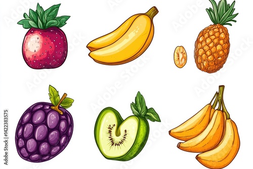 Colorful fruit illustrations