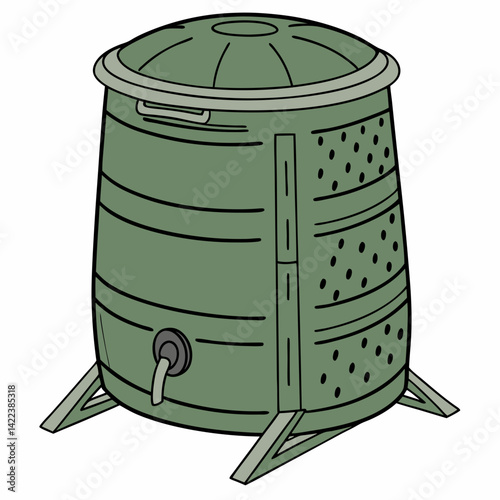 Compost Bin Illustration For Eco Friendly Gardening And Waste Recycling Process