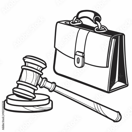 Gavel And Briefcase Symbolizing Law Legal Profession And Justice Process Illustration