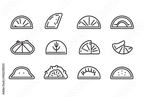 Empanada Minimalist Line Art 2D Icon