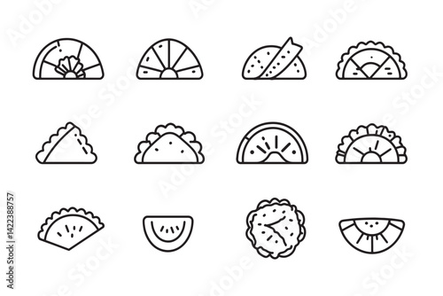 Empanada Minimalist Line Art Drawing Style