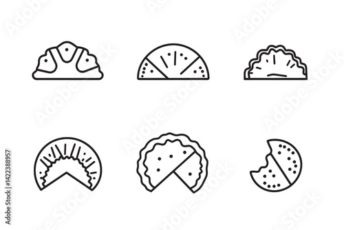 Empanada Minimalist Design 2D Line Art