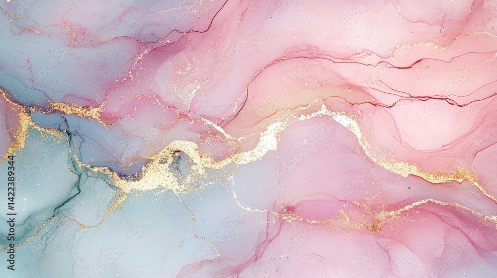 Fototapeta premium Translucent Alcohol Ink Colors Abstract Multicolored Marble Texture for Wrapping Paper and Wallpaper Design. Modern Fluid Art with Acrylic Paint Mixing. Unique Alcohol Ink Patterns