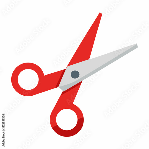 Red And Silver Scissors Isolated On White Background Office Or School Supplies