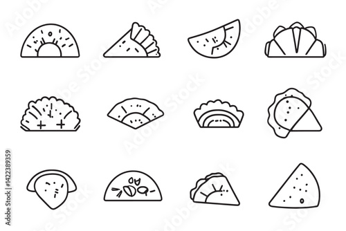 Empanadas Minimalist Line Art Icon Set