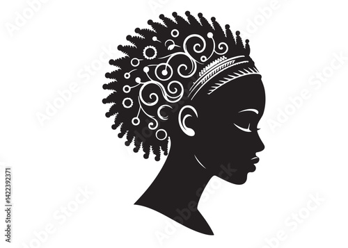 vector set of afro american woman logo head, african beauty woman vector logo design, Black girl faces with stylish afro hairstyle, woman afro black face, African american woman hairstyle vector	
