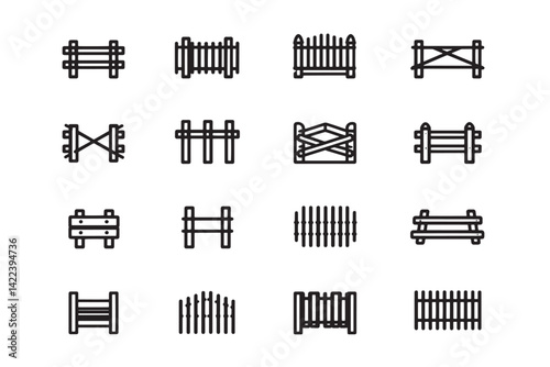 Simple Fence Line Art Illustration