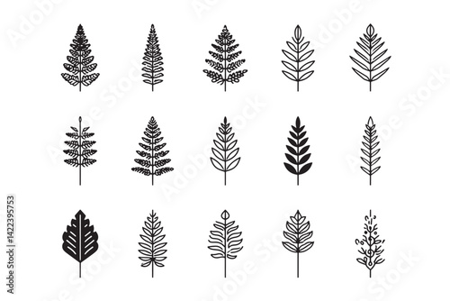 Fern Leaf Minimalist Line Art Icon Design