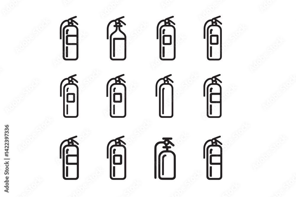 Fototapeta premium Fire Extinguisher Icon 2D Line Design