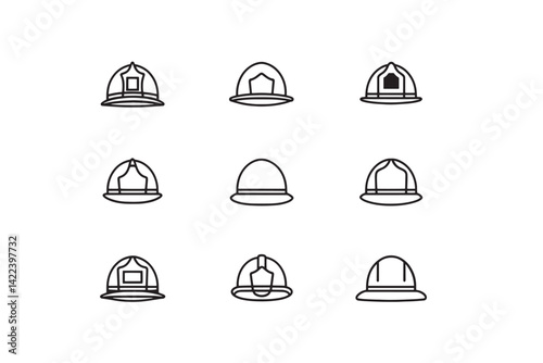 Minimalist Firefighter Helmet Icon Vector Art