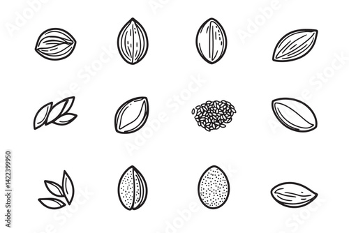 Flaxseed Minimalist Line Icon Design