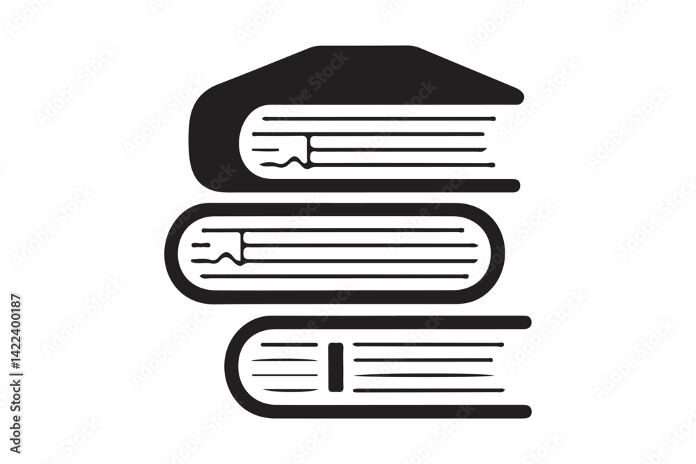 Stacked Book Icon Minimal Black Vector Library Illustration Stacked Book Icon Minimal Black Vector Library Illustration