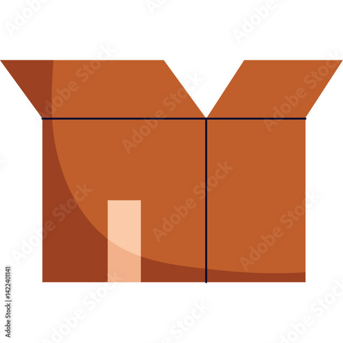 Minimalist Vector of a Kraft Paper Carton Used in Logistics